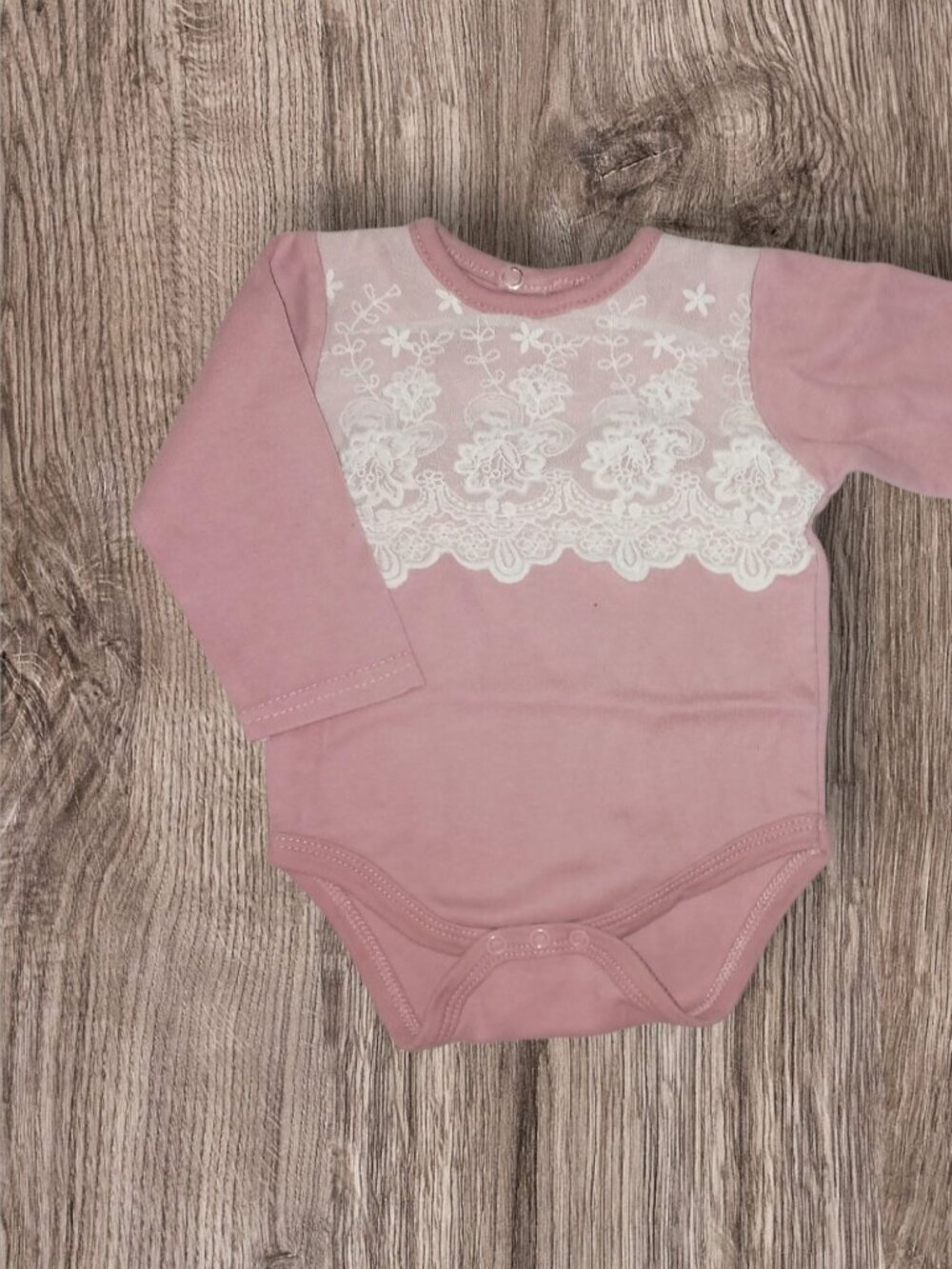 Baby Girls Pink Lace Long Sleeve Bodysuit Size 6M